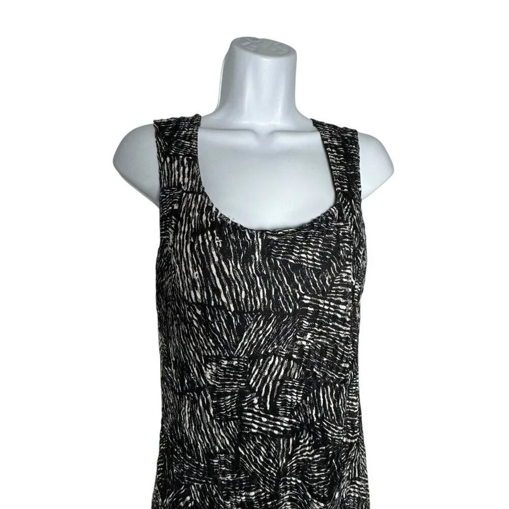 Tango Mango womens size Medium Black & White sleeveless Dress Artsy nylon mesh - Picture 4 of 8